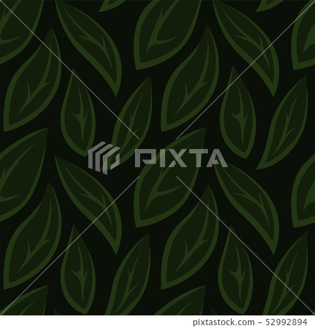 Green seamless floral pattern with stylized leaves - Stock Illustration ...
