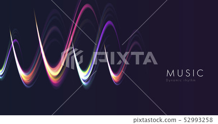 Music sound neon wave abstract shape on dark background 52993258