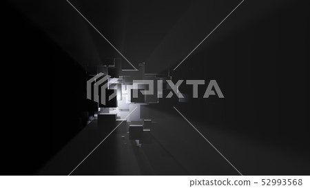 Abstract background of boxes, light rays and fog Abstract background of boxes, light rays and fog 52993568