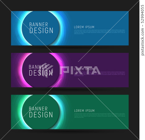 set of flyers with glowing neon circle in different colours 52994055