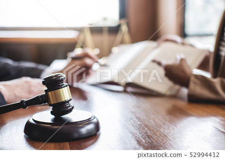 Judge gavel with scales of justice, Businesswoman Judge gavel with scales of justice, Businesswoman 52994412