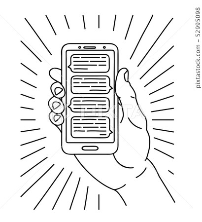 outline graphic illustration of a hand with smart outline graphic illustration of a hand with smart 52995098