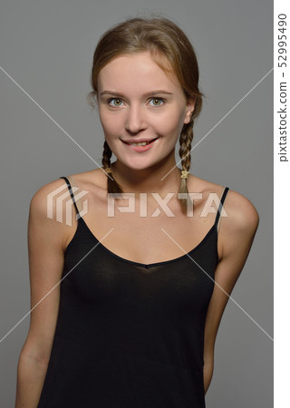 Happy Emotion smiling woman with natural make up. Happy Emotion smiling woman with natural make up. 52995490