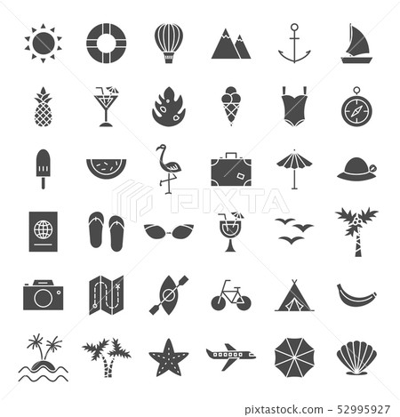 Summer Travel Solid Web Icons 52995927