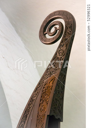Viking ship tail with scandinavian patterns. 52996321