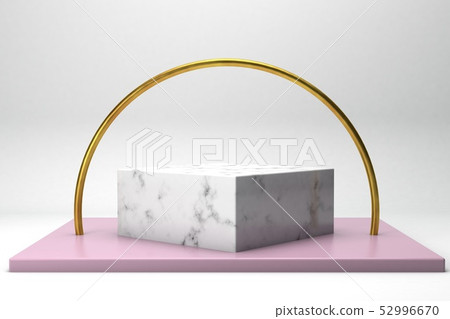 geometric shape 3d rendering stage for products or achivments marble and gold 52996670