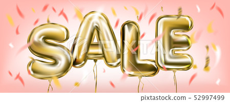 SALE POSTER by golden foil ballons in air 52997499