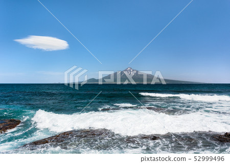 Rishiri Mountain in May seen from Rebun Island, Hokkaido, Japan 52999496