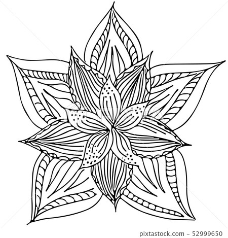 Abstract hand drawn lotus flower isolated on white - Stock Illustration ...