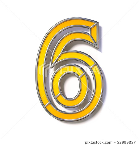 Orange metal wire font Number 6 SIX 3D Orange metal wire font Number 6 SIX 3D 52999857