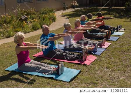 Group of senior people exercising in the park 53001511