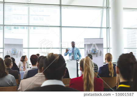 Male speaker speaks in a business seminar 53001587