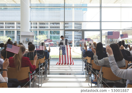 Male speaker speaks in a business seminar Male speaker speaks in a business seminar 53001887