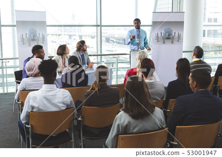 Male speaker speaks in a business seminar 53001947