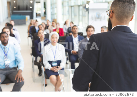Male speaker speaks in a business seminar 53002678