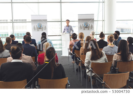 Asian business professional speaks at a business seminar 53004730