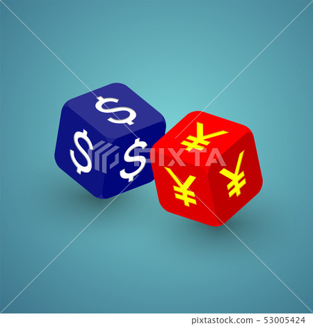 3D isometric Dice with currency symbol of America 3D isometric Dice with currency symbol of America 53005424