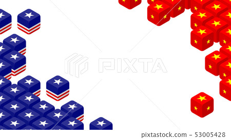 3D isometric Dice with America and China flag 53005428
