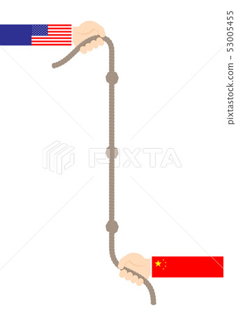 Business Hand of America and China flag pull rope 53005455