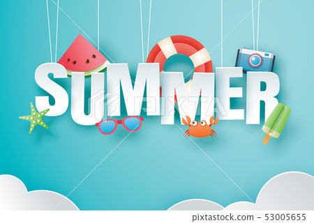 Hello summer with decoration origami hanging  53005655