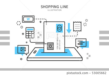 Mobile credit card calculation receipt shopping line illustration line pop 53005662