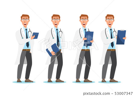 Set of doctor cartoon characters. Medical staff Set of doctor cartoon characters. Medical staff 53007347