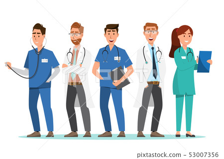 Set of doctor and nurse cartoon characters Set of doctor and nurse cartoon characters 53007356