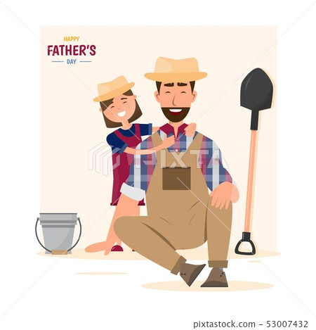 Happy father's day. daughter hug her dad Happy father's day. daughter hug her dad 53007432