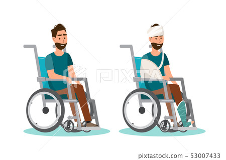 Man sit on a wheelchair with white background Man sit on a wheelchair with white background 53007433