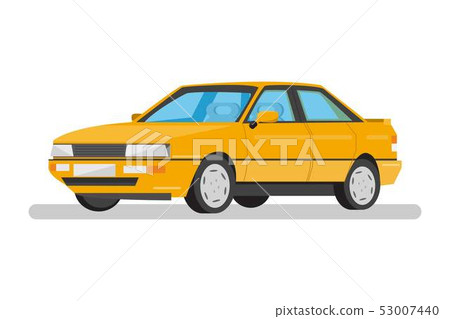flat design yellow car on white background. flat design yellow car on white background. 53007440