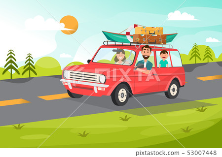 Happy family. Father, mother and children going to 53007448