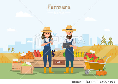 Farm shop. Local market. Selling fruit and 53007495