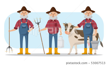 happy farmer family cartoon character in organic happy farmer family cartoon character in organic 53007513