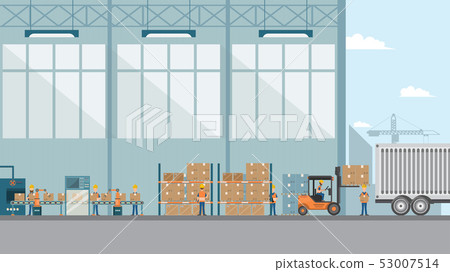 smart industrial factory in a flat style with smart industrial factory in a flat style with 53007514