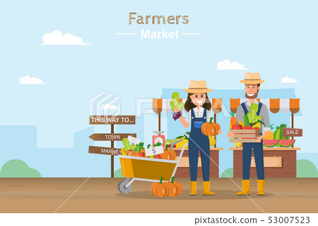 Farm shop. Local market. Selling fruit and Farm shop. Local market. Selling fruit and 53007523