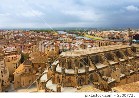 view of Tortosa with Cathedral from castle. Catalonia view of Tortosa with Cathedral from castle. Catalonia 53007723