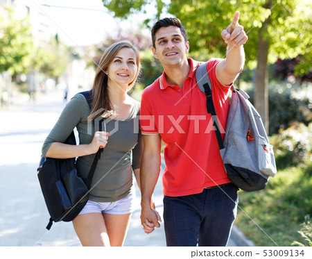 Couple is walking in time travel Couple is walking in time travel 53009134