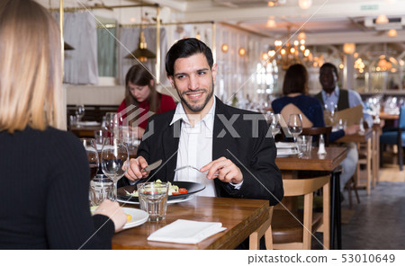 Couple is celebrating of day dating for dinner 53010649