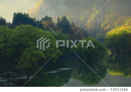 Fresh green cocoon autumn lake Fresh green cocoon autumn lake 53011366