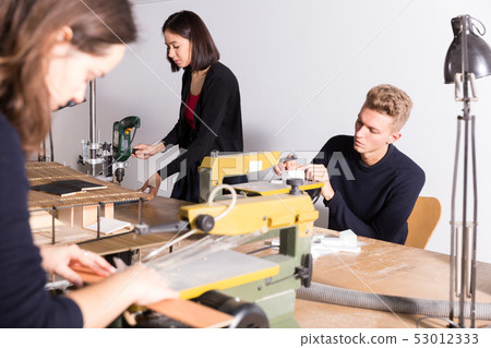 Students practicing in architecture model workshop Students practicing in architecture model workshop 53012333