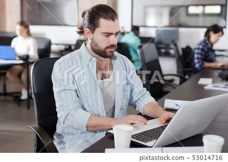 Freelancer concentrated on work with laptop 53014716