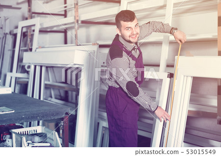 Professional labour with finished PVC profiles and windows at fa 53015549
