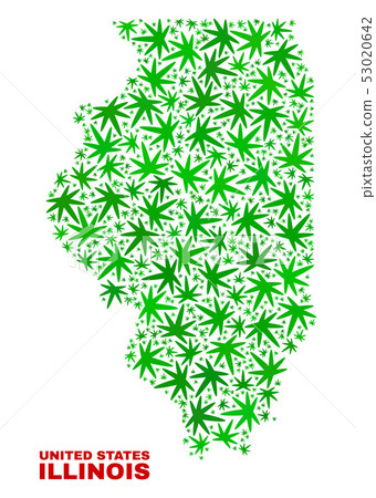 Marijuana Leaves Mosaic Illinois State Map 53020642