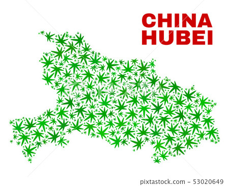 Marijuana Leaves Mosaic Hubei Province Map 53020649