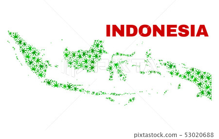 Hemp Leaves Mosaic Indonesia Map Hemp Leaves Mosaic Indonesia Map 53020688