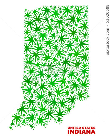 Hemp Leaves Mosaic Indiana State Map Hemp Leaves Mosaic Indiana State Map 53020689