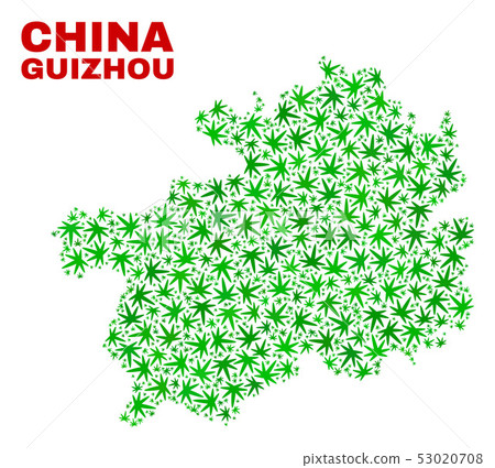 Marijuana Leaves Mosaic Guizhou Province Map 53020708
