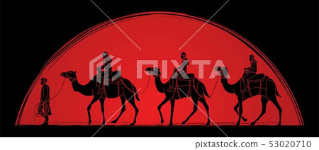 Cameleer with camels cartoon graphic vector Cameleer with camels cartoon graphic vector 53020710