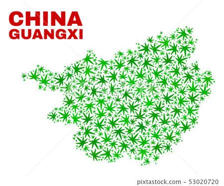 Cannabis Leaves Collage Guangxi Province Map Cannabis Leaves Collage Guangxi Province Map 53020720