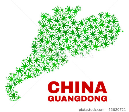 Cannabis Leaves Mosaic Guangdong Province Map Cannabis Leaves Mosaic Guangdong Province Map 53020721